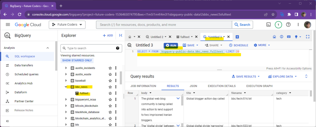 Streamlit入門 – 10)データベース BigQuery, GCS等 31 bigquery ex4